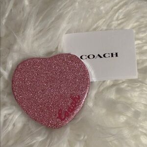 NWT Coach Glittery Pink Heart Purse Mirror